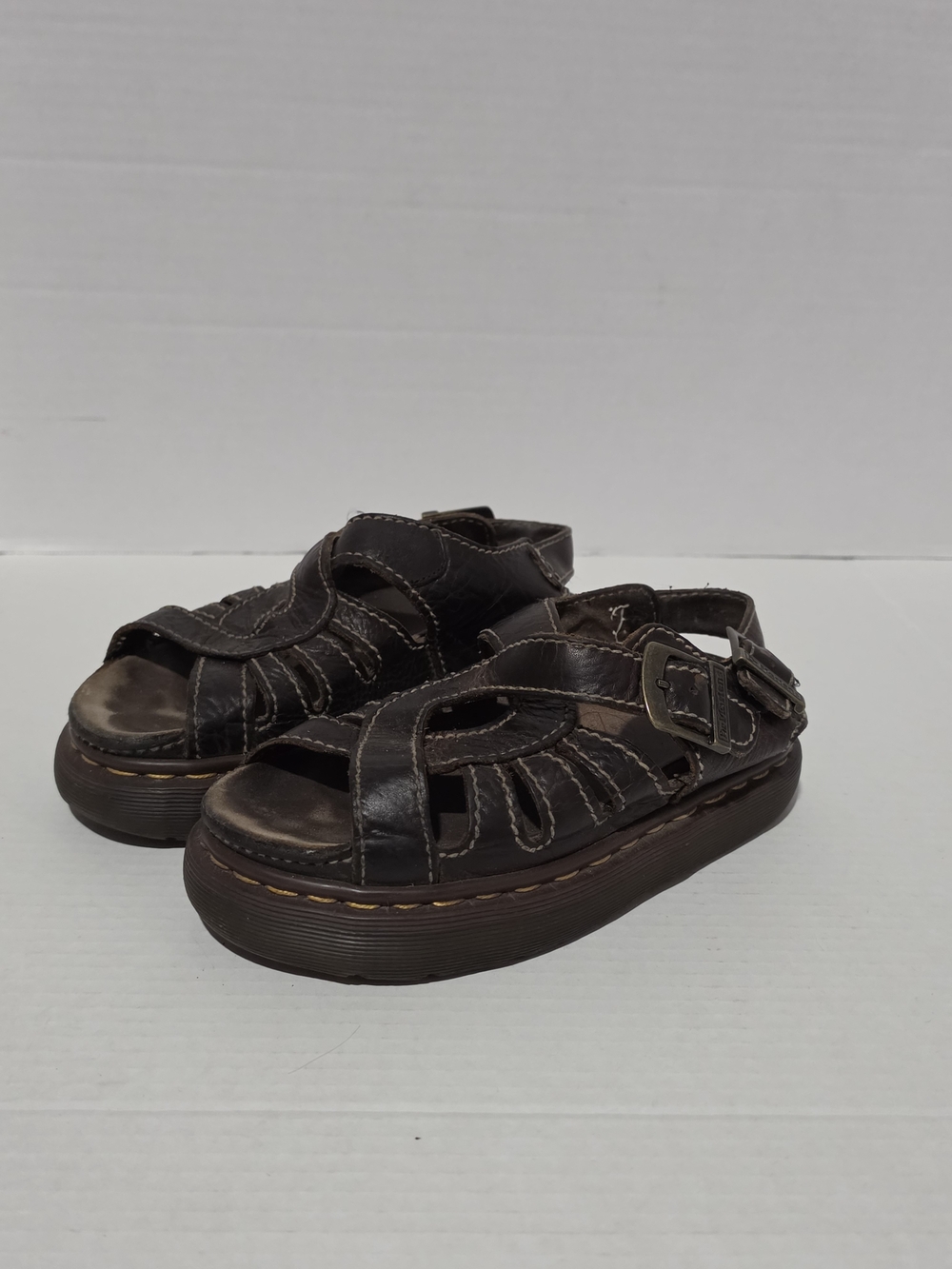 Vintage Dr Marten Sandals Womens Size 6 Brown Leather Made In England 90s Y2K